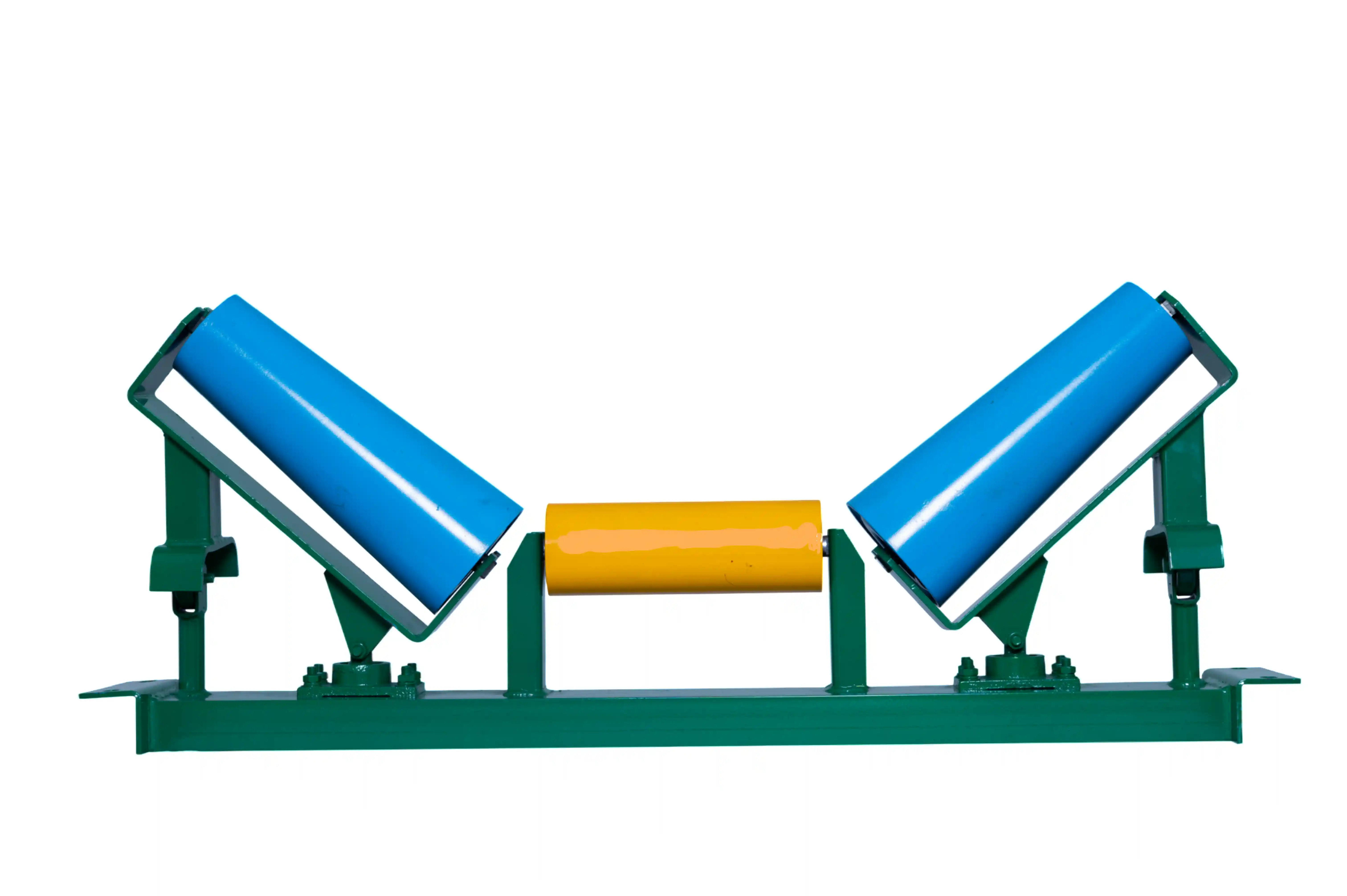 Self-aligning taper idlers foar conveyor systeem